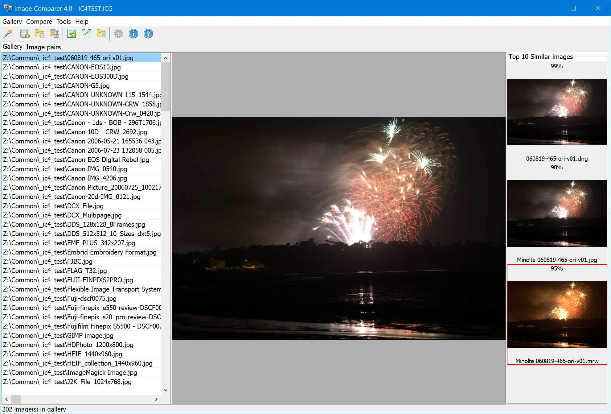 Image Comparer — gallery table view