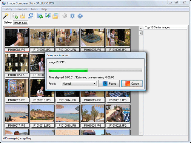 Процесс сравнения изображений для поиска дубликатов в программе Image Comparer