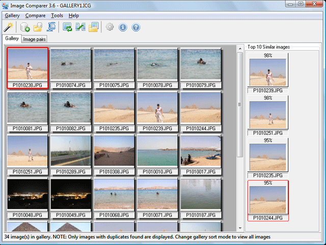 Image Comparer - Image Gallery displayed in Thumbnails mode